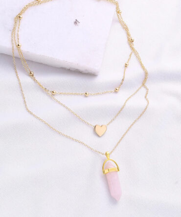 Collares de cadena en capas con colgante de corazón dorado - 3 Piezas (necklaceNC170302301)