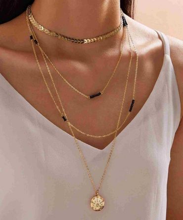 Collar a capas con diseño de redondo (swneck18201221116)