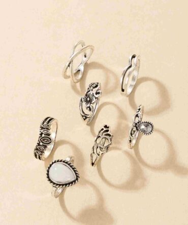 Anillos con flor con abertura - 7 Piezas (swring18210105412)