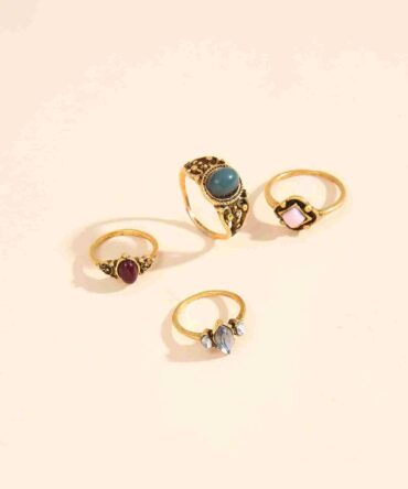 Anillos con diseño de piedra - 4 Piezas (sw2107271121301415)