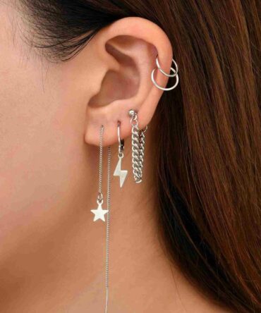 Earcuff zarcillos con diseño de estrella - 5 Piezas (sj2108303798927111)