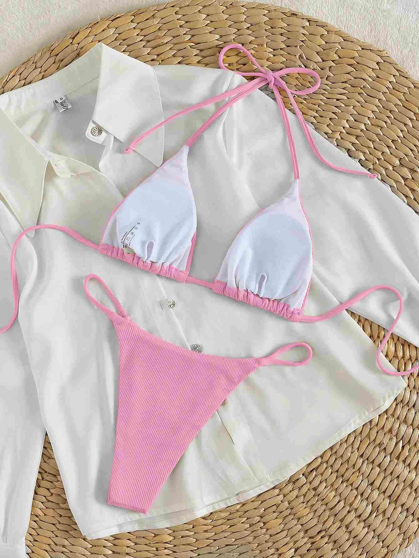 Traje de baño triángulo halter de canalé (sw2204045308088755) - Imagen 2