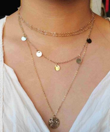 Collar en capas con decoración de disco (rj2111204344732004)