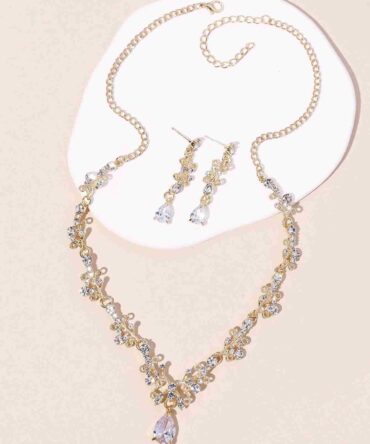 Set joya circón con diseño de gota de agua - 3 Piezas (sj2204166899622262)