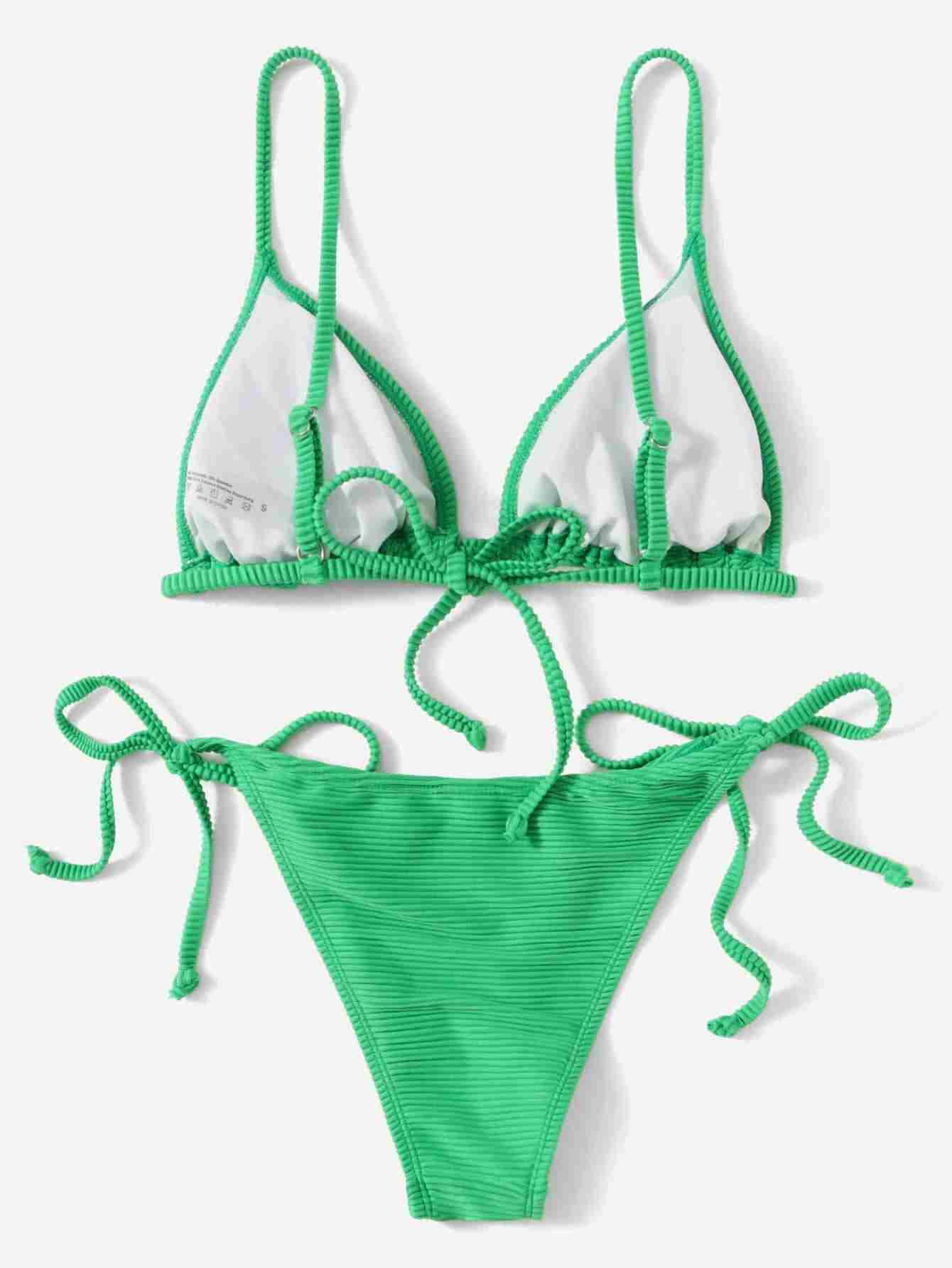 Traje de baño triángulo de canalé con nudo lateral (sw2202240678131230) - Imagen 2
