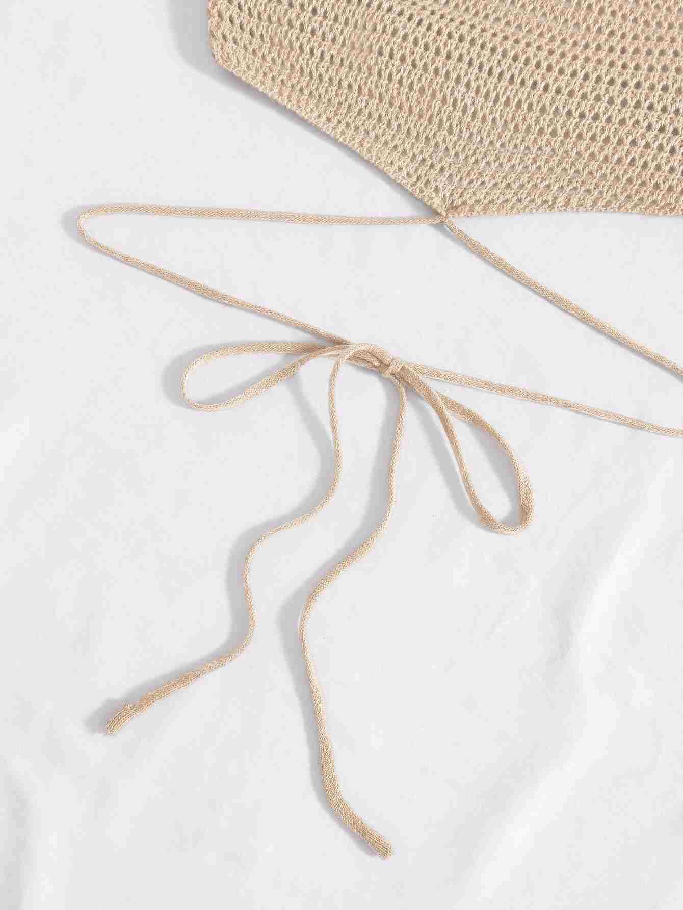 Top de punto con tira cruzada con cordón trasero halter (sw2207049495595659) - Imagen 4