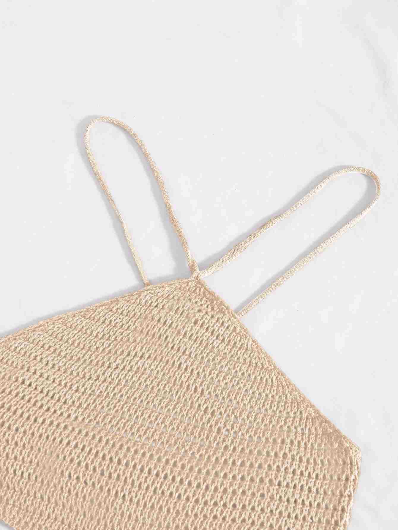 Top de punto con tira cruzada con cordón trasero halter (sw2207049495595659) - Imagen 5