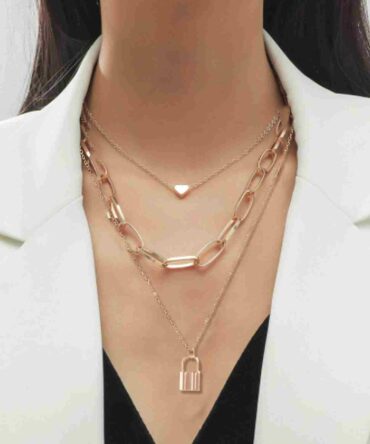 Collar en capas con decoración de candado (rj2111258726174401)