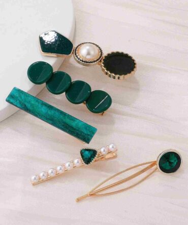 Horquilla con diseño de diamante de imitación y perla artificial - 5 Piezas (sc2202159146241269)