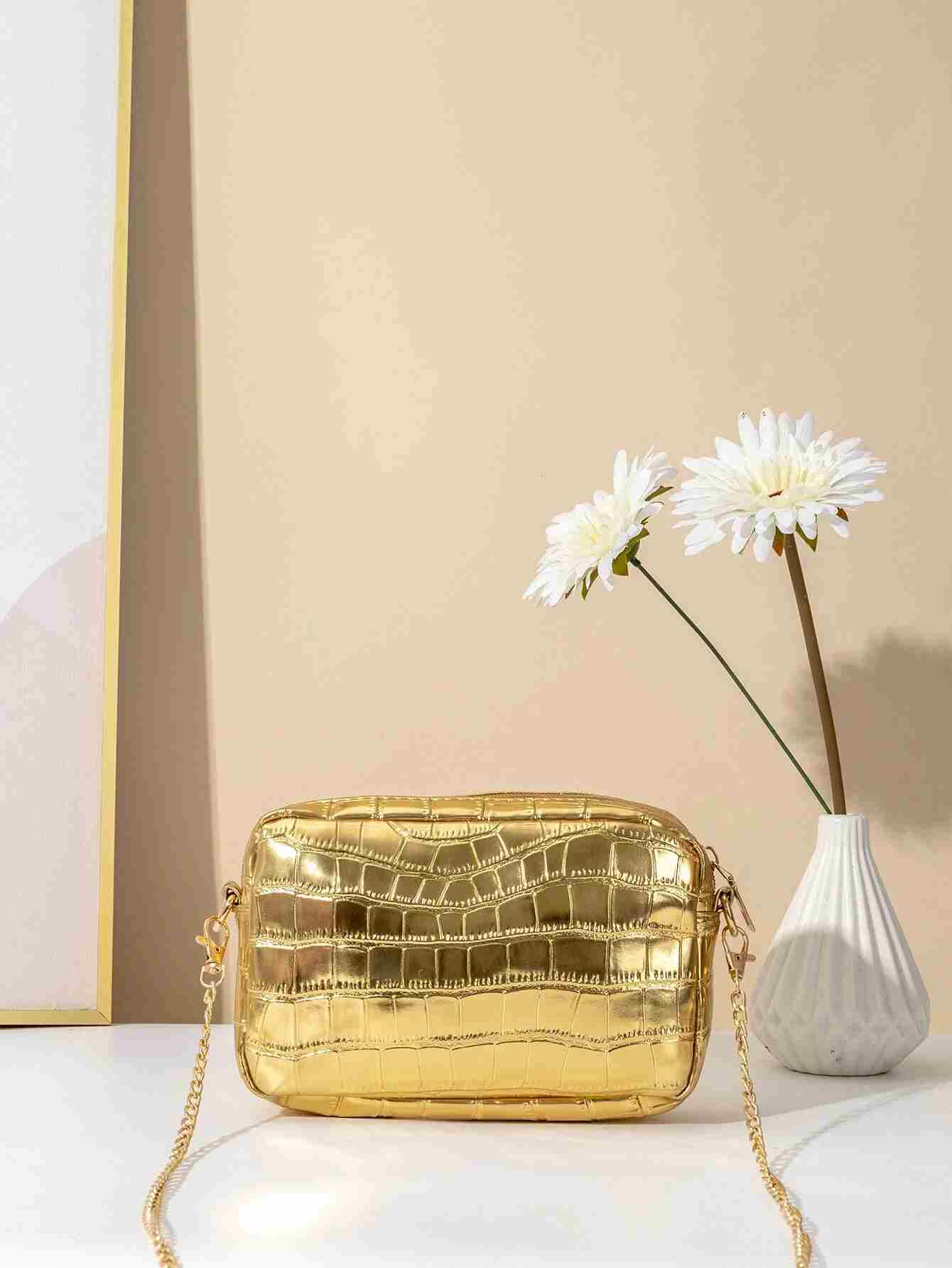 Bolso cuadrado de color metálico con relieve (sg2112303350047024) - Imagen 5