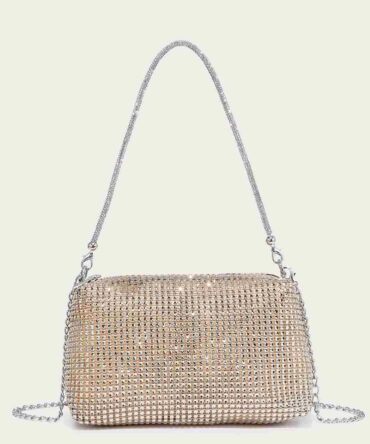 Bolso cuadrado con diseño de diamante de imitación con cadena (sg2204073018632511)