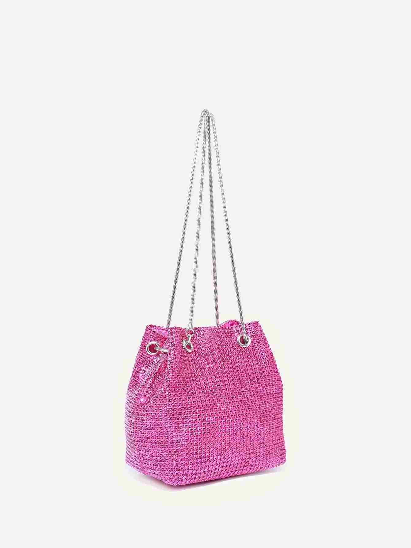 Bolso cubo mini con diseño de diamante brillos de imitación (sg2204263660829365)