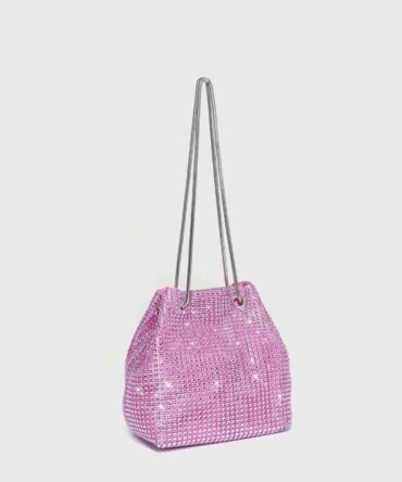 Bolso cubo mini con diseño de diamante brillos de imitación con cadena (sg2204263660858267)