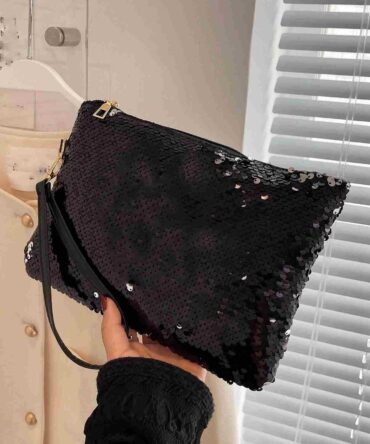 Bolso cuadrado con lentejuelas con muñequera (sg2205140293391710)