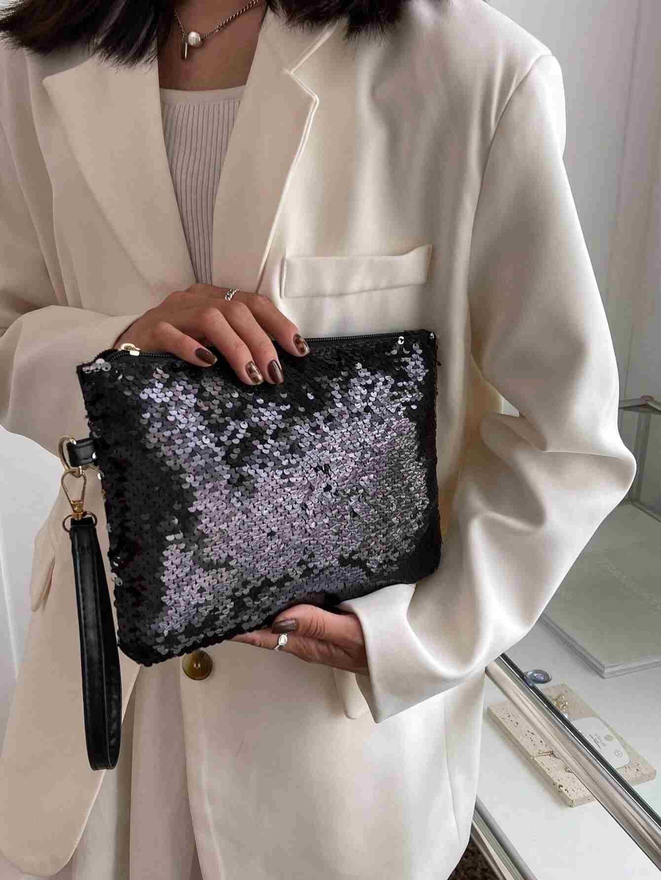 Bolso cuadrado con lentejuelas con muñequera (sg2205140293391710) - Imagen 3