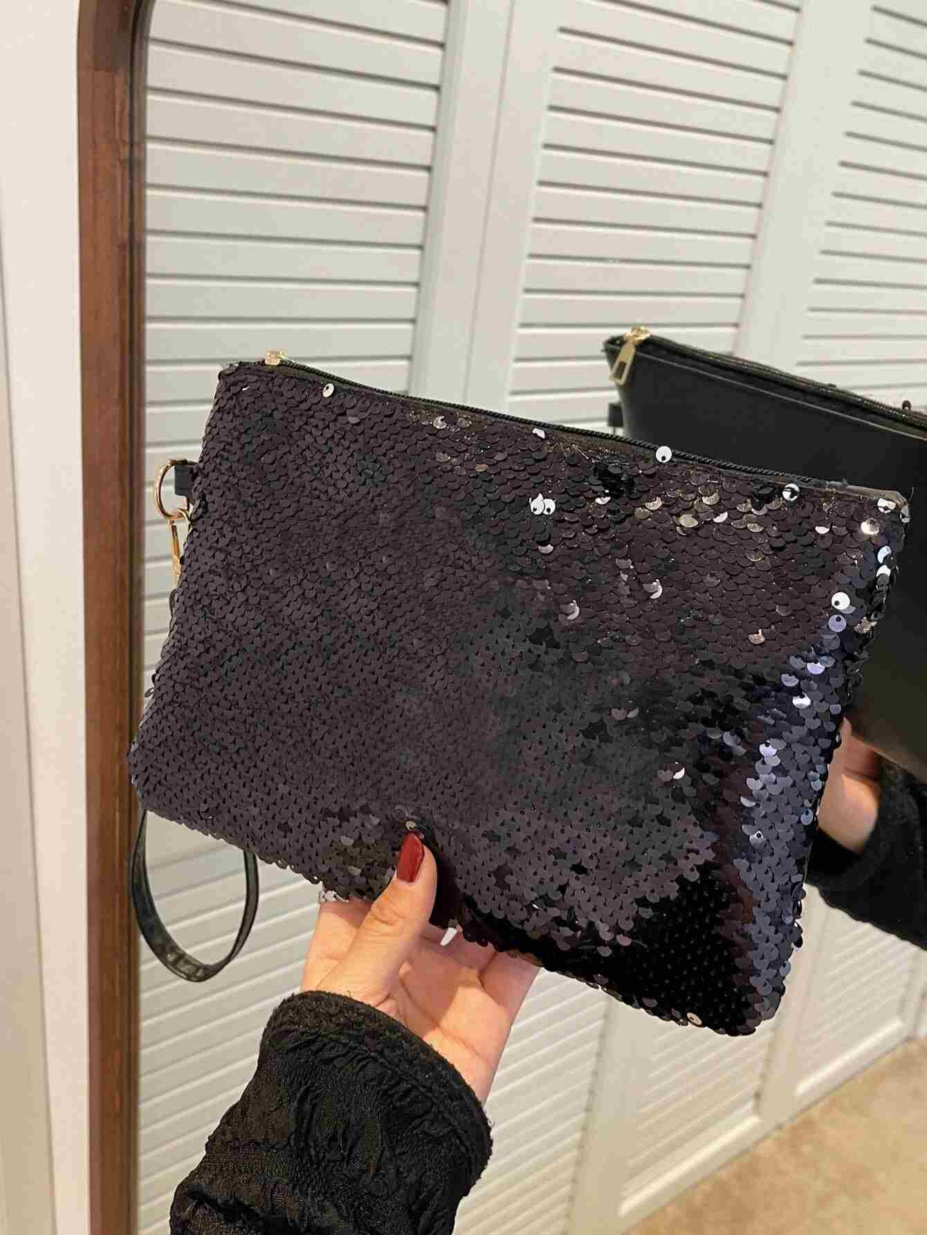 Bolso cuadrado con lentejuelas con muñequera (sg2205140293391710) - Imagen 5