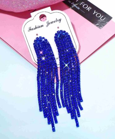 Zarcillos con diamante de imitación brillos con diseño de fleco (sj2112184247768868)