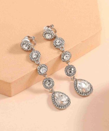 Zarcillos de clip con diseño de diamante brillos de imitación (sj2205131181242436)