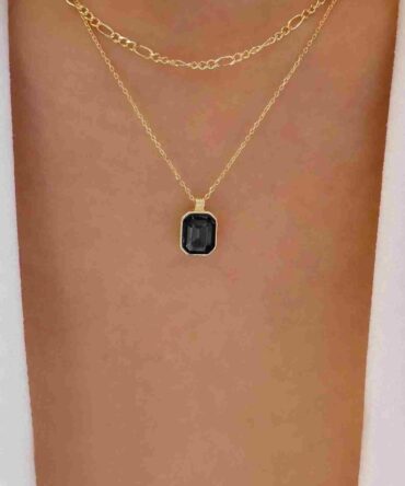 Collar a capas con diamante de imitación colgante geométrico (sj2209232775006388)