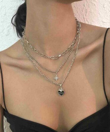 Collar a capas con accesorio de corazón (sw2108114855473554)