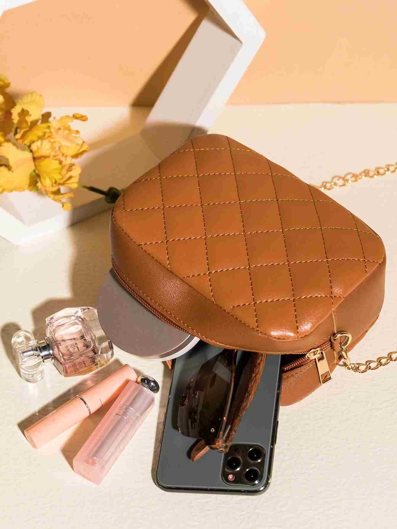 Bolso con cadena guateado en relieve con cremallera (sw2108213291147919) - Imagen 2