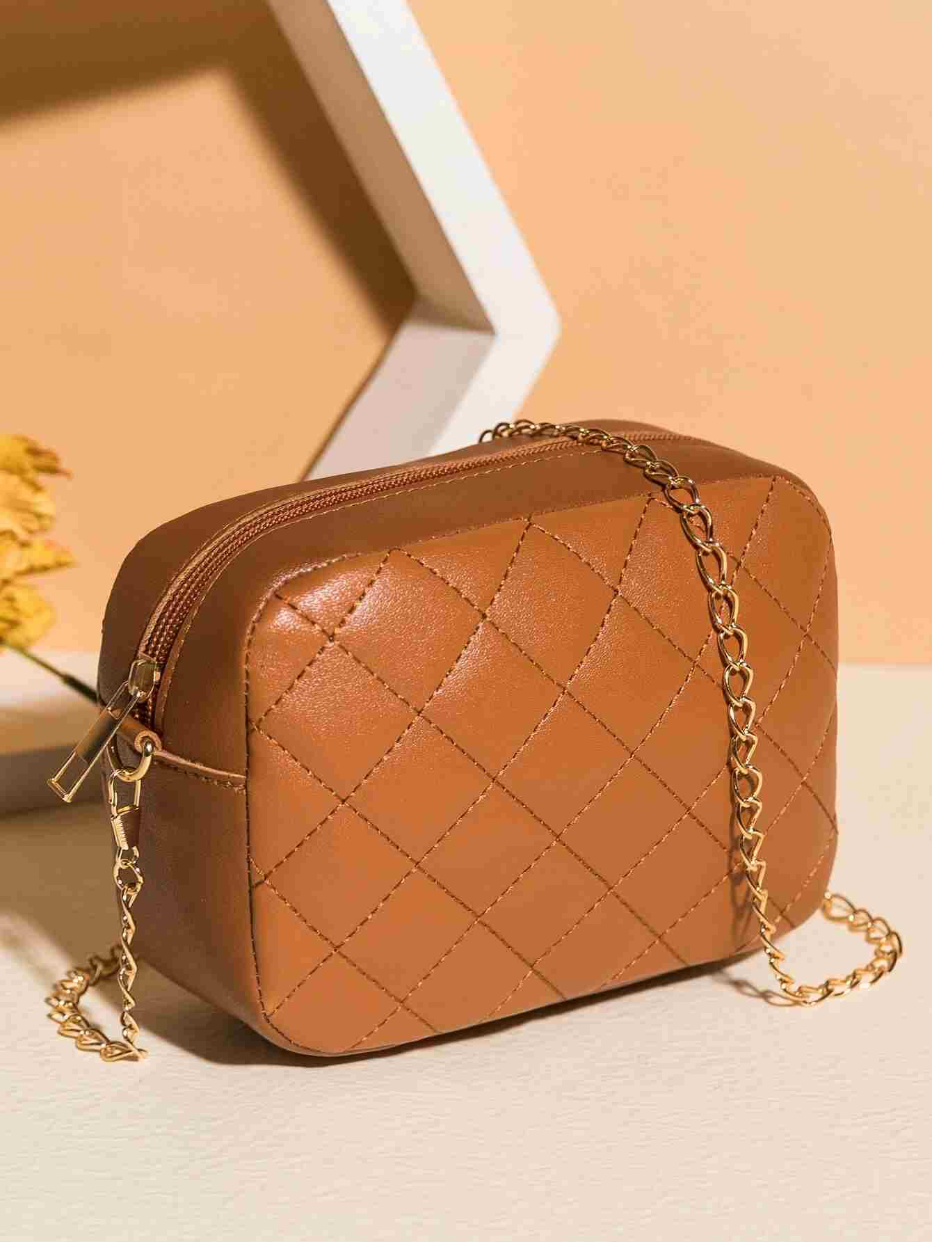 Bolso con cadena guateado en relieve con cremallera (sw2108213291147919) - Imagen 3