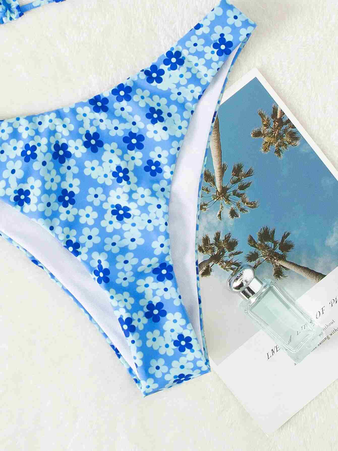 Traje de baño bikini triángulo halter floral (sw2203173465766959) - Imagen 4