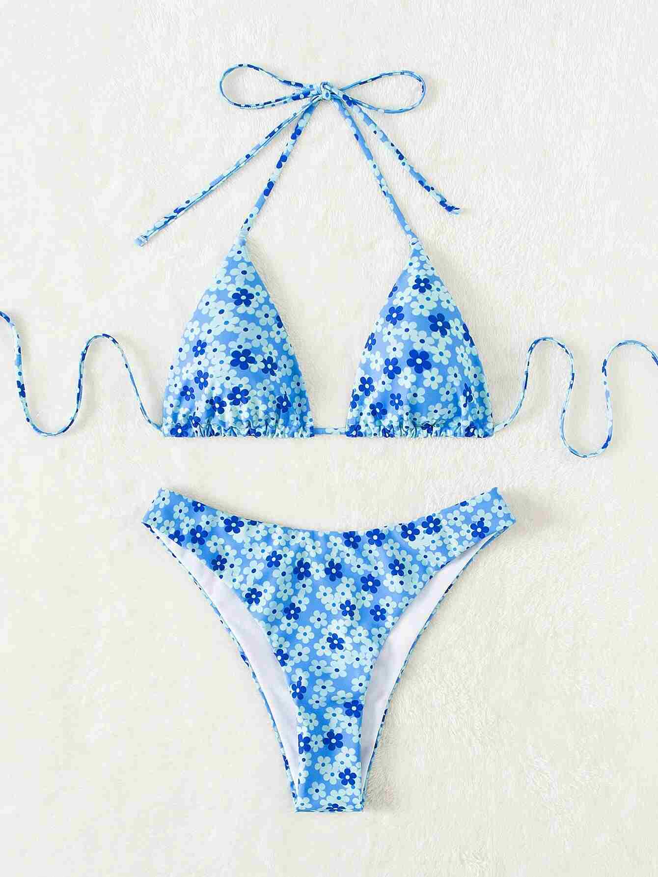 Traje de baño bikini triángulo halter floral (sw2203173465766959) - Imagen 5