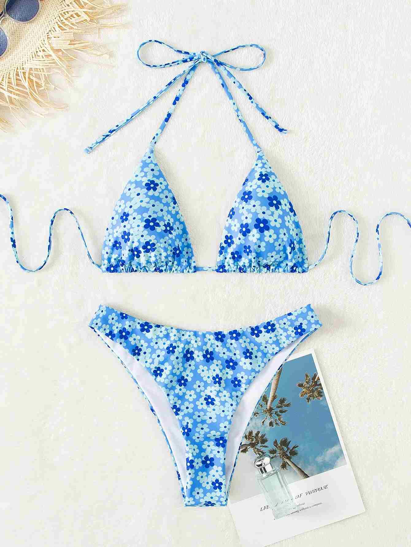 Traje de baño bikini triángulo halter floral (sw2203173465766959) - Imagen 6