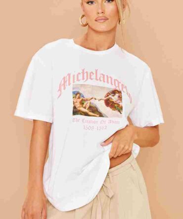 Camiseta blanca estampada Michel Angelo (PLT0000006)