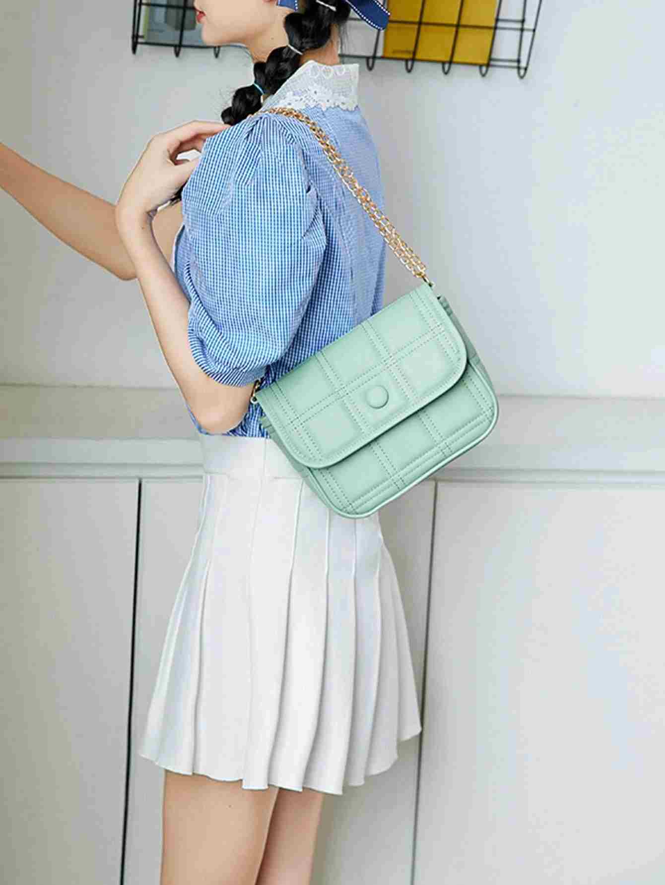 Bolso cuadrado con cadena y solapa acolchada (rg2211130089143182) - Imagen 2