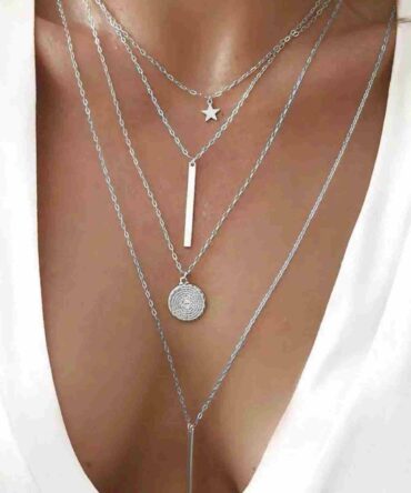 Collar a capas con estrella y diseño de redondo (sW210303239087076)