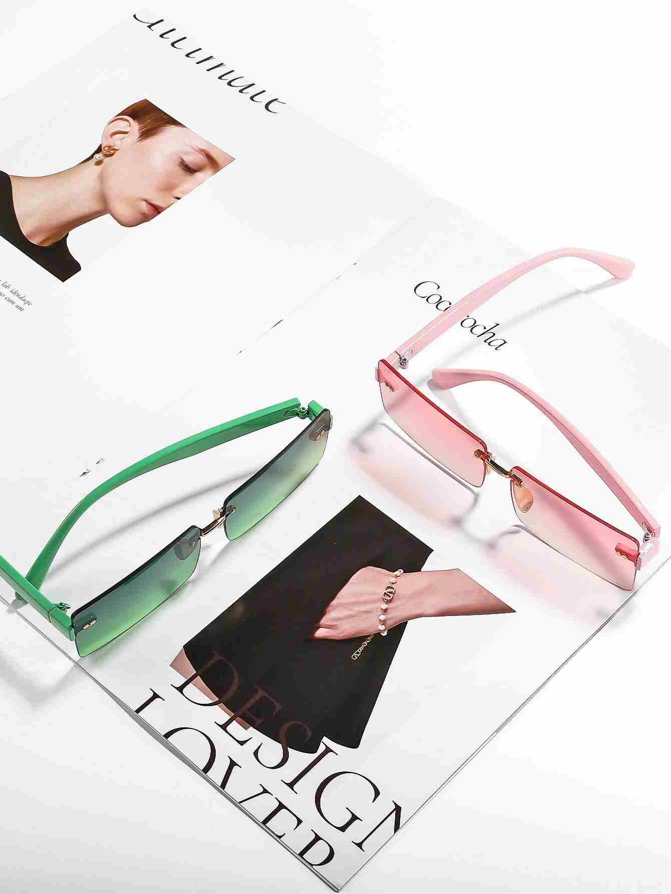 Lentes sin montura cuadrado de lentes de ombré - 1 Pieza (sc2205116449442999) - Imagen 5