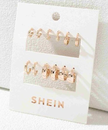 Zarcillos de aro abierto con diseño girante - 6 Pares (sj2211152186277760)