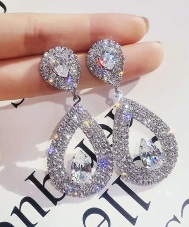Zarcillos con gota de agua con diamante de imitación (sj2303184303343384)