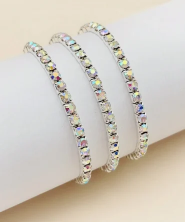 Pulseras de brillantes con adornos de diamante de imitación - 3 Piezas (sj2303286270941121)