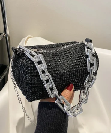 Bolso de cadena de metal y lentejuelas (sg2302025825051325)