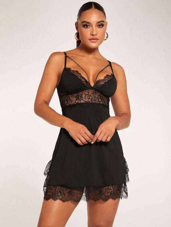 Vestido de tirantes con encaje en contraste (sz2305190553895455) - Imagen 5