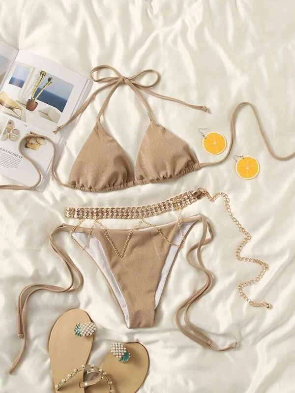 Traje de baño triángulo halter brillante (sw2204265586689934)