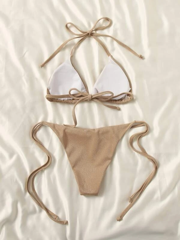 Traje de baño triángulo halter brillante (sw2204265586689934) - Imagen 2