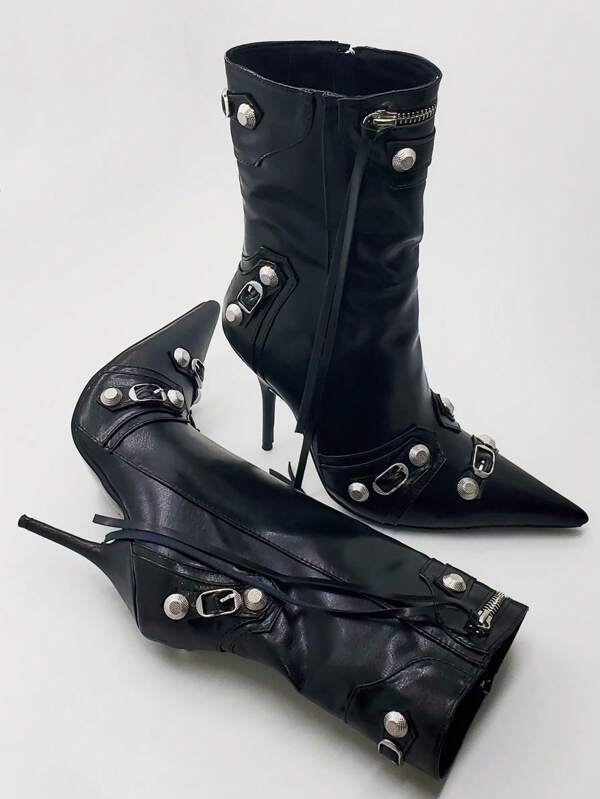 Botas clásicas para con diseño de tachuela con cremallera delantera (sx2305089946747098) - Imagen 2