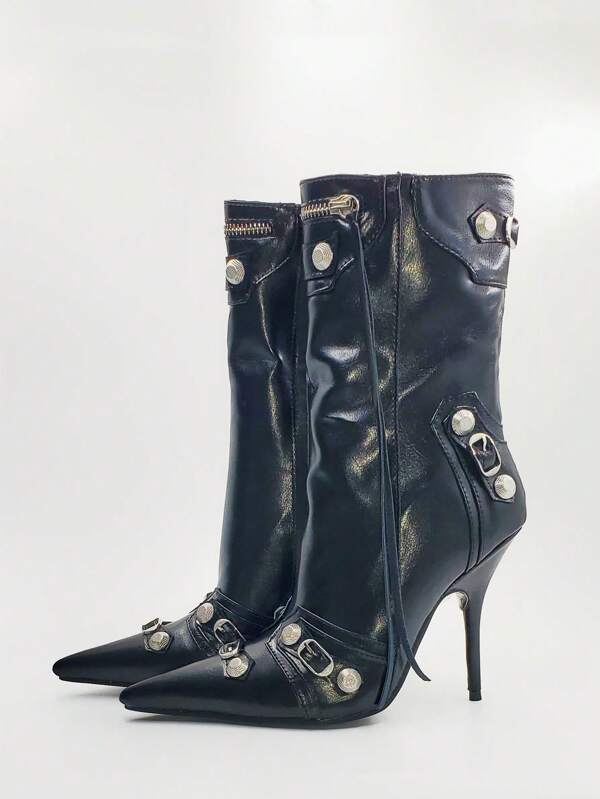 Botas clásicas para con diseño de tachuela con cremallera delantera (sx2305089946747098) - Imagen 7