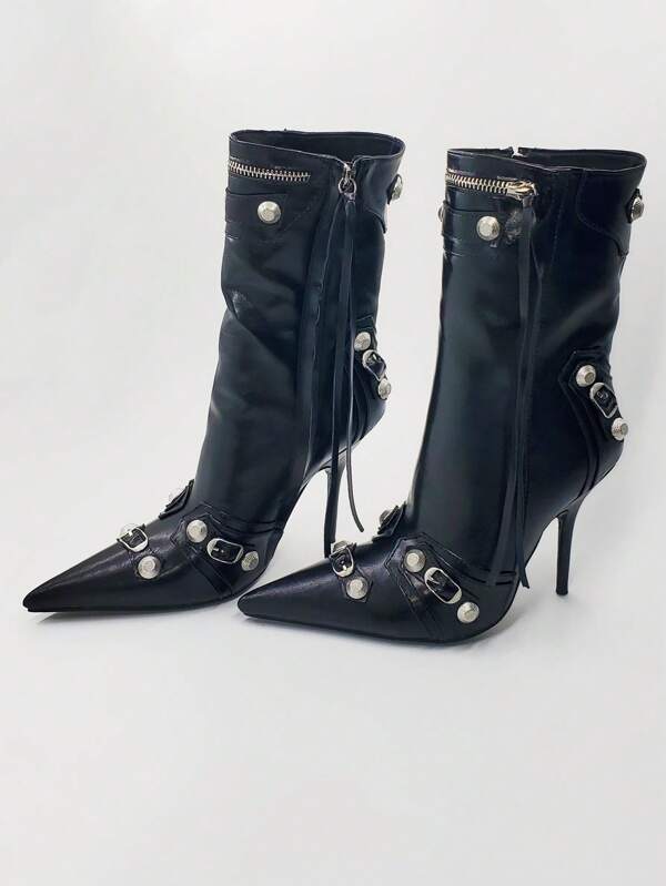 Botas clásicas para con diseño de tachuela con cremallera delantera (sx2305089946747098) - Imagen 9