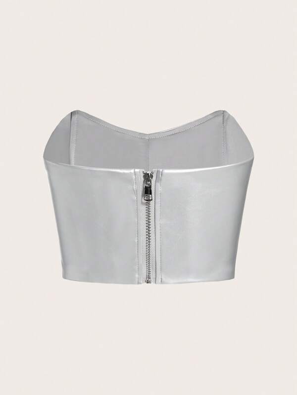 Top tubo crop cuero PU (sz2306120828553422) - Imagen 2