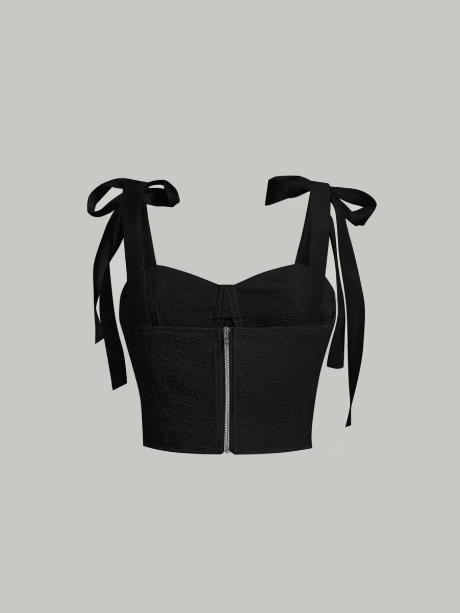 Top de tirantes bustier de hombros con cordón fruncido (sw2212071536677744) - Imagen 2