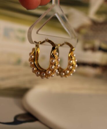 .Golden pearls earrings (MFW0103-2)
