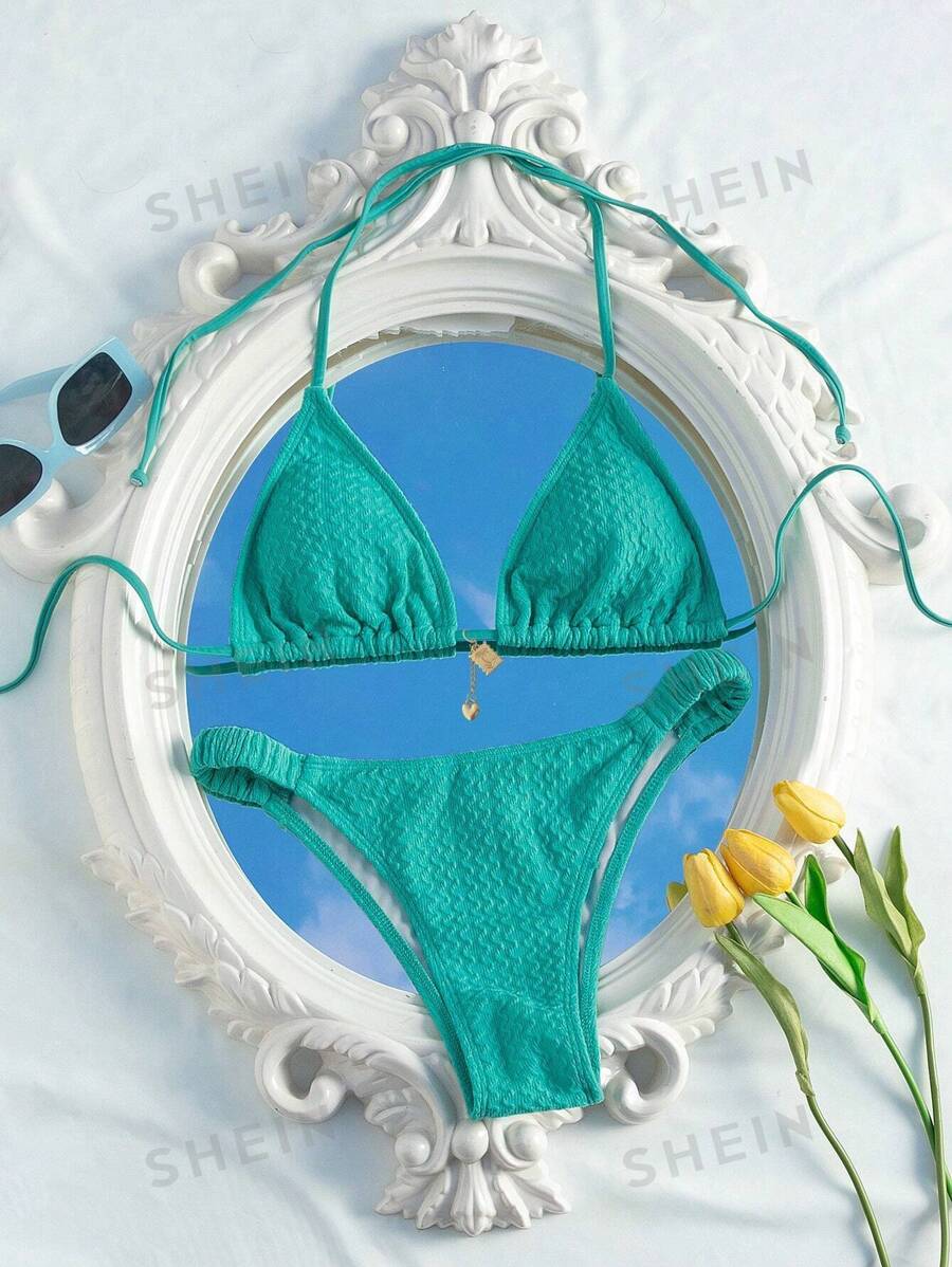 Traje de baño con copa triangular texturizada (sz2309218222891191)