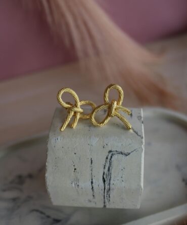 .Zarcillos lazos dorados (MFW0141-2)