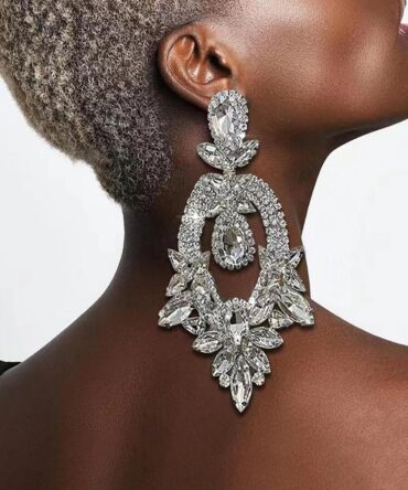 Zarcillo de cristal en forma de gota con diamante brillos de imitación (sj2306067165036110)