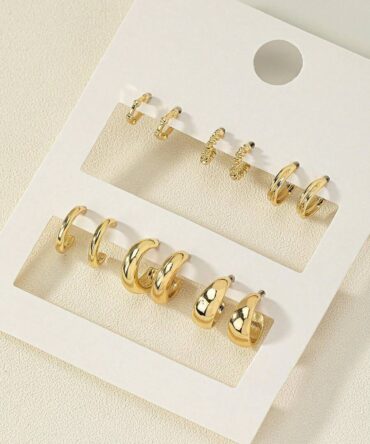 Zarcillos de moda geométrica minimalista - 6 Pares (sj2312134069376421)